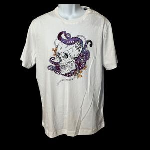 Robert Graham “Monster Skull” Short Sleeve White T-Shirt New with Tags Size Medi
